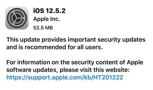 宿迁苹果手机维修分享iOS12.5.2发布，建议所有老苹果用户安装 
